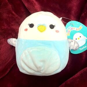 Squishmallows Pet Squad Tycho the Blue White Parakeet Bird 5” NWT